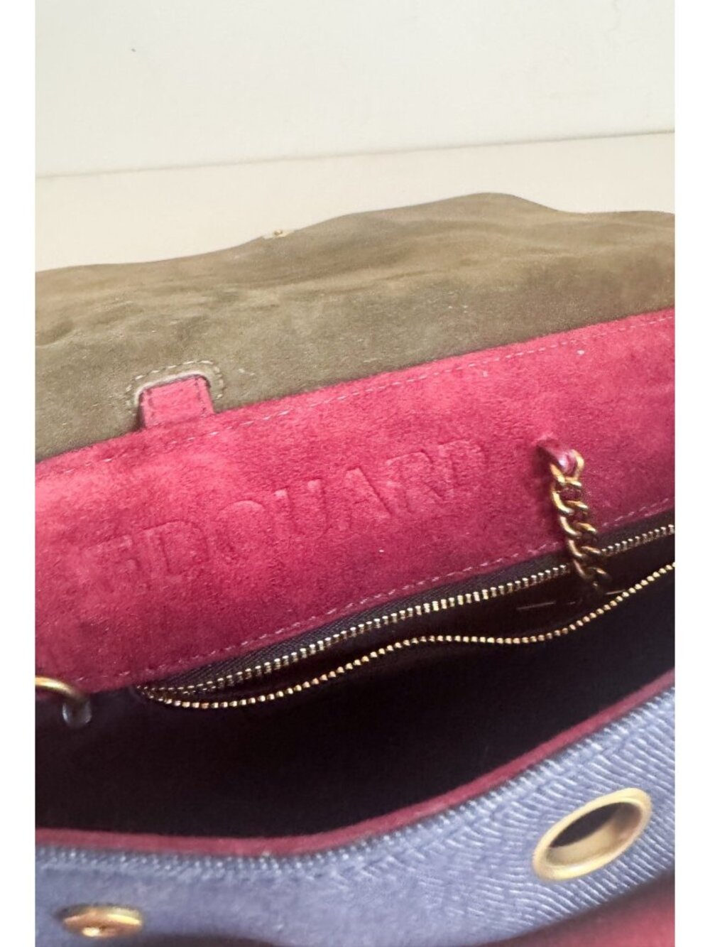 JEROME DREYFUSS Edouard handbag shoulder hand bag Suede Denim Snakeskin - Picture 6 of 8